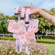 귀여운 캐릭터 교통카드 카드 목걸이 스트랩 지갑 학생 티머니목걸이 케이스 초등학생 교통카드 케이스, 토끼-얼굴