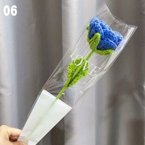수제 니트 뜨개 영원한 꽃 손 뜨개질 장미 튤립 인공 꽃다발 웨딩 장식 인조 홈 테이블 1개, 06