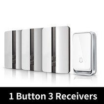 도어벨 차임벨 현관벨 ZOGIN 무선 콜 홈 방수 호출 벨 도어 스마트 없음 Batte 무선 링 Dong Chime House timbre casa, 1 버튼 3 수신기, 우리를