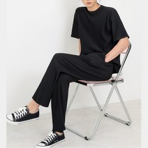 봄 여름 남자 경량 플리츠 반팔티+밴딩바지 아들 20대