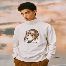 헤지스 피즈 오트밀 탑독 빅 로고 맨투맨 SPTS2F301I1