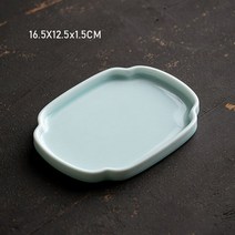 호승 차판 레트로 사각형 냄비 베어링 건조 양조 테이블 세라믹 섬세한 차 트레이 스낵 플레이트 딤섬 말린 과일 액세서리, [01] 16.5X12.5X1.5CM, [03] C