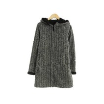 유니클로 블랙화이트 헤링본 롱후드집업 여자 3324