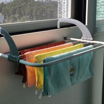 마루마켓_ 튼튼한 아기 빨래 건조대 창틀 빨랫대 옷 손수건 문틀 창문형 좁은 집 자취생 필수품 베란다 오피스텔 원룸형 창문 난간 빨래대 미니 소형 원룸 수건 속옷 세탁실 걸이, 기본