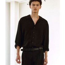 ANOBLIR 루즈핏 오픈카라 텐셀 린넨 셔츠 [블랙] LOOSE-FIT OPEN COLLAR TENCEL LINEN SHIRTS [BLACK]