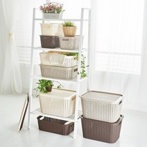 할메이드 라탄 팬트리 수납 바구니 바스켓 정리 수납함, 1개, 대-그레이