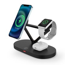 아이노비아 3in1 아이폰 맥세이프 애플워치 에어팟 고속 무선 충전기 MSC5, MSC5 블랙, 1개