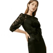 MOJOSPHINE 모조에스핀 허리 리본장식 쉬폰 블라우스 BK_J222MSC035