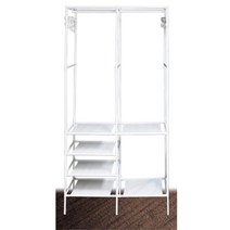 IYES 수납선반 겸용 2단 철제 스탠드 옷걸이 행거 IY-B3 하단 공간활용 간편조립, 블랙