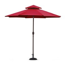 하늘창 야외파라솔 접이식 알루미늄 2.7파라솔 2700 폴딩 대형 테이블 야외 아웃도어 카페 테라스 펜션 2단 헤드 각도조절가능, 2.7파라솔+전용베이스, 레드