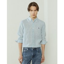 22SS 터콰이즈블루 린넨 스트라이프 셔츠 HZSH2B304T2