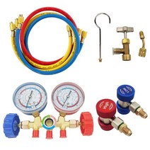 매니폴드 게이지 압력 게이지 매니폴드 압력계 r134a 냉매 air condition refrigeration set air conditioning tools manifold, 세트 3