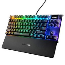 스틸시리즈 Apex 7 TKL 소형 기계식 게이밍 키보드 OLED 스마트 디스플레이, 파란색   촉감 및 클릭감