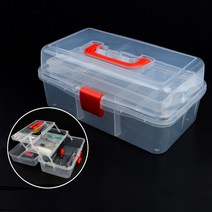 VEDANA_ 약통 공예 공구함 제작 휴대용 수납함 정비 투명 차량용 여행용 캠핑용 3단 수리 수선 6582961p