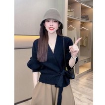 앙고라 크롭 여자 꽈배기 니트 가디건 여성용 가디건 루즈한 스웨터 스핑 V 넥 긴 소매 최신 끈 달린 짧은 탑 WSW06