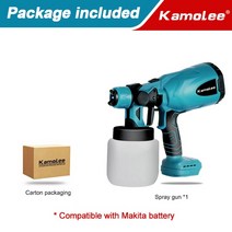 충전타카 무선 네일건 Kamolee전기 페인트 분무기 800ml 가정 소독 살균 마끼다 18V 배터리, 01 Blue No Battery_02 EU 플러그
