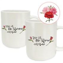 berryston 카네이션 레터링 머그컵 세트, 2개입, 꽃보다고운 할머니+든든한기둥 할아버지 세트