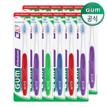 GUM 검 교정 칫솔 V-커팅 보통모 124RD 12개, 없음