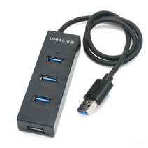 DFMEI 블록 롱 스트립 4 포트 USB 3.0 허브 허브 하나의 드래그 1 포인트 와이어 마이크로 공급 전원 공급 장치, 검은 색