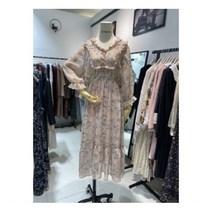 [에스티프렌치아이] [에스티프렌치 AM] 브이넥 플리츠 팔라인허리밴딩 프릴 레이스 플라워