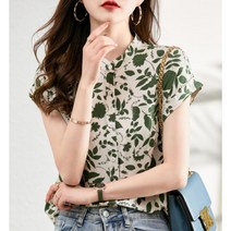 여름 민소매 3부 쉬폰 블라우스 꽃무늬 차이나카라 남방 구김없는 여자 반팔셔츠