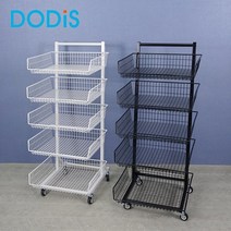 이동식 트롤리 트레이 가판대 행사매대 수납 선반 3단, 이동식 4단, 화이트, 1개