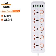 여행용멀티어댑터 만능멀티탭 범용 콘센트 전원 스트립 Multiprise 스마트 홈 연장 전기 소켓 코드 USB AC 별도 제어 충전기 어댑터, Eu 플러그, A06 화이트