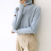 데일리앤 여성 베이직 터틀넥 캐시미어 울 니트