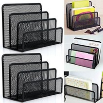 TraderPlus 2-Pack Black Mesh Mail Letter Sorter Bills Documents Organizer File Paper Holder with 3, 1