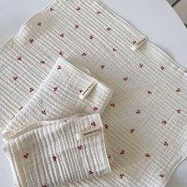 [H] 요루 키친크로스 3중거즈 면 행주 패브릭덮개, 베이지잔꽃, 1개