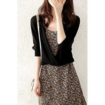 패션고리 여성 빅사이즈 스판 긴소매 원버튼 투명 가디건 T42207
