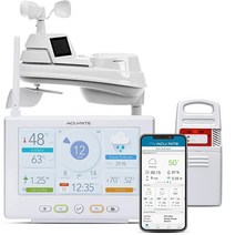 아큐라이트 AcuRite Iris 무선 기상 관측기 HD 직접 연결 Wi-Fi 디스플레이 라이트닝 센서 실내/실외 온도 및 습도 풍속/방향 우량계 기압계(01532M), Weather Station