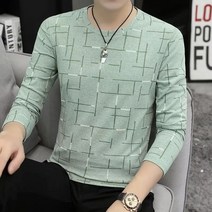 자칠 남성용 라운드넥 긴팔 티셔츠