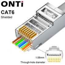 ONTi 10/50/100pcs CAT5E CAT6 플러그 RJ45 커넥터 네트워크 케이블을 통한 50U 금도금 엔드 패스 모듈러 8, 04 CAT6 Shielded_01 10pcs