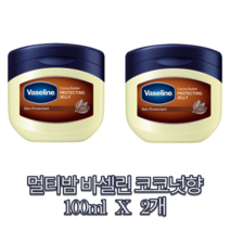바셀린 프로텍팅 코코넛 100ml 멀티밤 바르는 미백 크림 뷰티 수분 목 리프팅 탄력 주름케어 남자 여자 프로택팅 코코아향 피부보습 모이스쳐 스킨 로션 재생 라이트 미국바셀린, 100ml x 2개