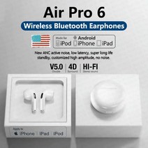 Apple오리지널 에어팟 프로 6 TWS 맥스 무선 블루투스 이어폰 마이크 헤드셋 포함 샤오미 안드로이드 아이폰, 3.Pro 6 Black Strap