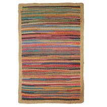 Lr Home LR70189-MLT2030 다양한 색상의 기하학적 주트 테두리 액센트 러그 61 x 91.4cm(2 x 3피트)
