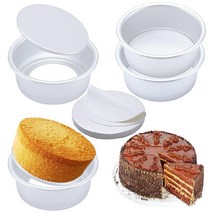 15.2cm(6인치) 원형 케이크 팬 4개 세트 논스틱 알루미늄 베이킹 팬 100장 유산지 레이어드 케이크 만들기용 틴 베이크웨어 딥 디쉬 피자 키시 만들기 쉽게 풀 수 있