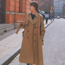 여자 소프트브라운 롱 트렌치코트 봄 가을 간절기코트