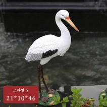 JINGHENG 왜가리 큰 새 모형 모양 피규어 장식 인형 연못 정원 조경 인테리어 소품 장식품 조각상 a134, 모델 2개