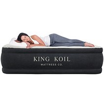 King Koil Luxury Air Mattress Queen with Built-in Pump for Home Camping & Guests - 20” Queen Size I, 1, Black