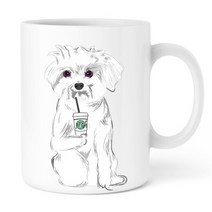 주문제작 DIY머그컵 선물 아이러브스타벅스 말티즈, 양쪽