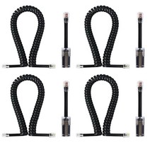 Antfly Telephone Cord Detangler 2 Pack 10Ft Uncoiled / 1.2Ft Coiled Telephone Handset Cord with 2 P, Black 4 Cord + 4 Detangler