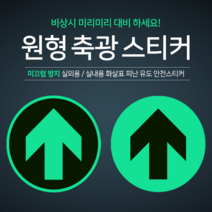 (미끄럼방지) 원형 화살표 피난유도 축광(야광)스티커 재난 화재 정전 안전 스티커, 3)실외바닥부착용, 2, 1~99개