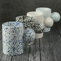 카페 무광 볼 머그컵 250ml 홈카페 커피 점박이, 네이비