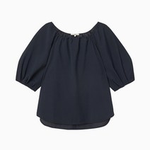 [JAJU/자주] 여 시어서커 스퀘어넥 블라우스_다크 네이비