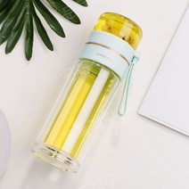 차 텀블러 티 차망 녹차물병 거름망 스테인레스 유리물병 머그잔, 400ml, 민트색