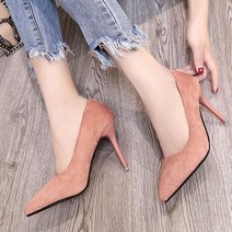 미들 여자신발 11cm 소재 슬링백 뾰족 슈즈 깔끔한 정장구두 스웨이드 여성 펌프스 하이힐 통굽