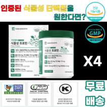 대웅생명과학 식물성프로틴 분리완두단백 제삼인산칼슘 산화마그네슘 산화아연 볶음보리분말 약콩분말 굿차전자피 엠자임믹스파우더지비 옥수수전분 팜유 판토텐산칼슘 해바라기레시틴 볶음현미, 4통, 210g