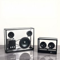 트랜스페어런트스피커 투명 인테리어 거실 카페 디자인 감성 스피커, 블랙 사각 대형